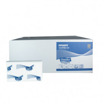 Essuie-mains enchevêtré plié Z - Pure ouate 2 plis - 25 x 150 feuilles 20,5 x 24 cm