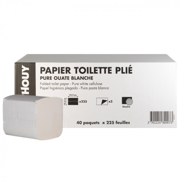 papier toilette plié pour distribution feuille à feuille