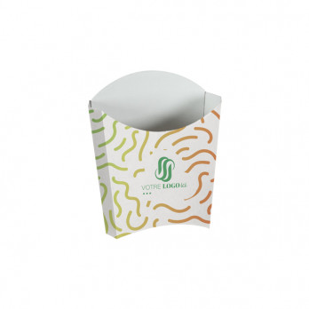 Étui à frites personnalisé en carton blanc 135 g - Impression quadrichromie couleurs illimitées