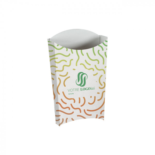 Étui à frites personnalisé en carton blanc 190 g - Impression quadrichromie couleurs illimitées