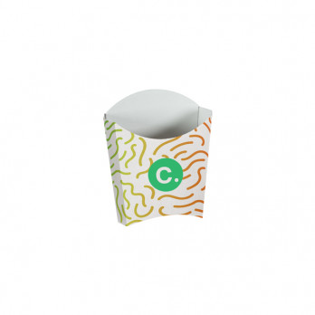 Étui à frites personnalisé en carton blanc 135 g - Impression quadrichromie couleurs illimitées