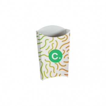 Étui à frites personnalisé en carton blanc 190 g - Impression quadrichromie couleurs illimitées