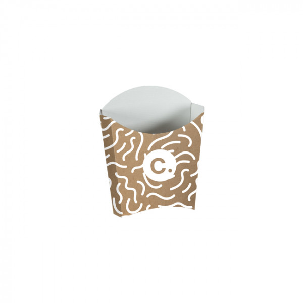 Étui à frites personnalisé en carton kraft 135 g - Impression jusqu'à 4 couleurs