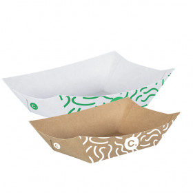 Barquettes en carton kraft ou blanc personnalisable Custo