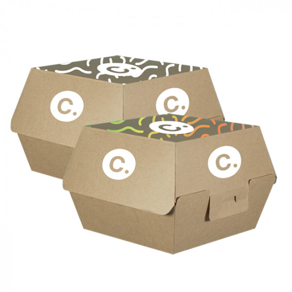 Boîtes à hamburger en carton kraft personnalisable Custo