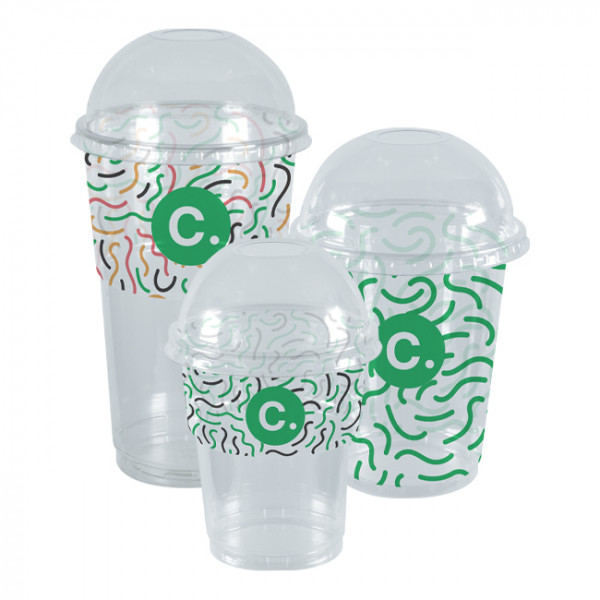 Gobelets milkshake transparent en plastique personnalisé avec logo Custo