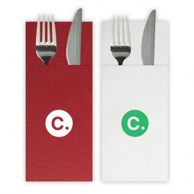 Serviettes en papier kangourou pliées en pochette personnalisée avec logo Custo packaging