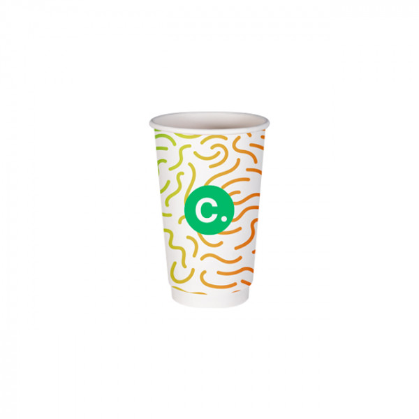 Gobelet 16 Oz en carton double paroi personnalisé - Impression couleurs illimitées