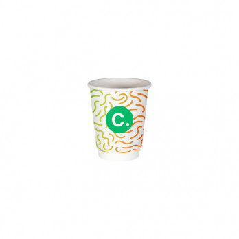 Gobelet 8 Oz 100% carton 0% plastique double paroi personnalisé - Impression couleurs illimitées