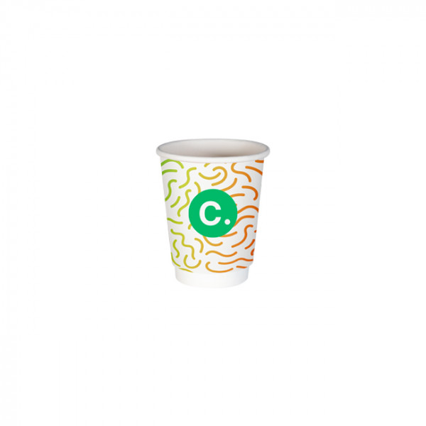 Gobelet 8 Oz 100% carton 0% plastique double paroi personnalisé - Impression couleurs illimitées