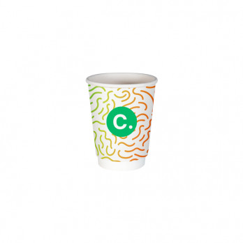 Gobelet 12 Oz 100% carton 0% plastique double paroi personnalisé - Impression couleurs illimitées