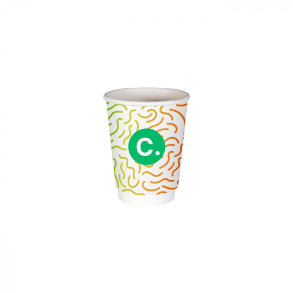 Gobelet 12 Oz 100% carton 0% plastique double paroi personnalisé - Impression couleurs illimitées