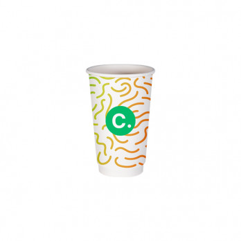 Gobelet 16 Oz 100% carton 0% plastique double paroi personnalisé - Impression couleurs illimitées