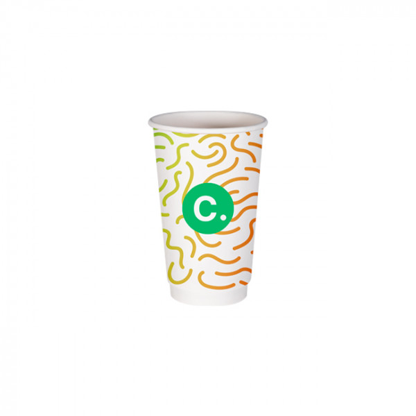Gobelet 16 Oz 100% carton 0% plastique double paroi personnalisé - Impression couleurs illimitées