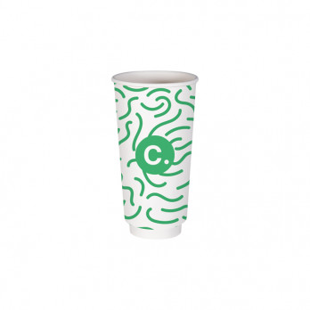 Gobelet 20 Oz 100% carton 0% plastique double paroi personnalisé - Impression jusqu'à 3 couleurs