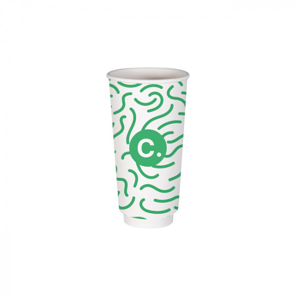 Gobelet 20 Oz 100% carton 0% plastique double paroi personnalisé - Impression jusqu'à 3 couleurs