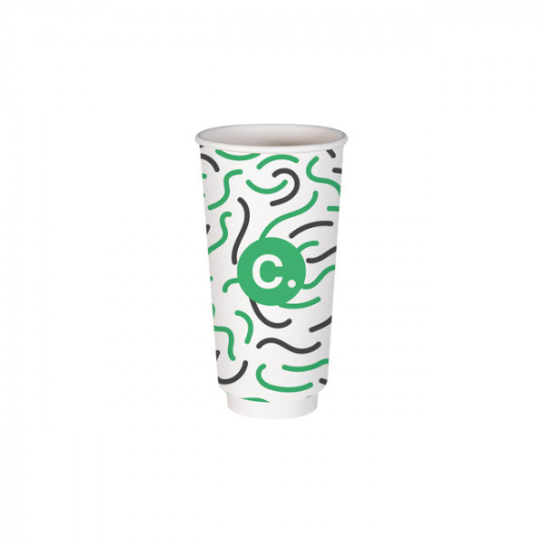 Gobelet 20 Oz 100% carton 0% plastique double paroi personnalisé - Impression jusqu'à 3 couleurs