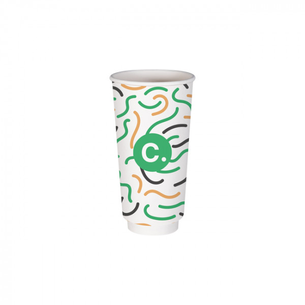 Gobelet 20 Oz 100% carton 0% plastique double paroi personnalisé - Impression jusqu'à 3 couleurs