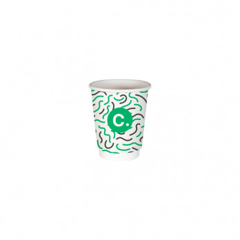 Gobelet 8 Oz 100% carton 0% plastique double paroi personnalisé - Impression jusqu'à 3 couleurs