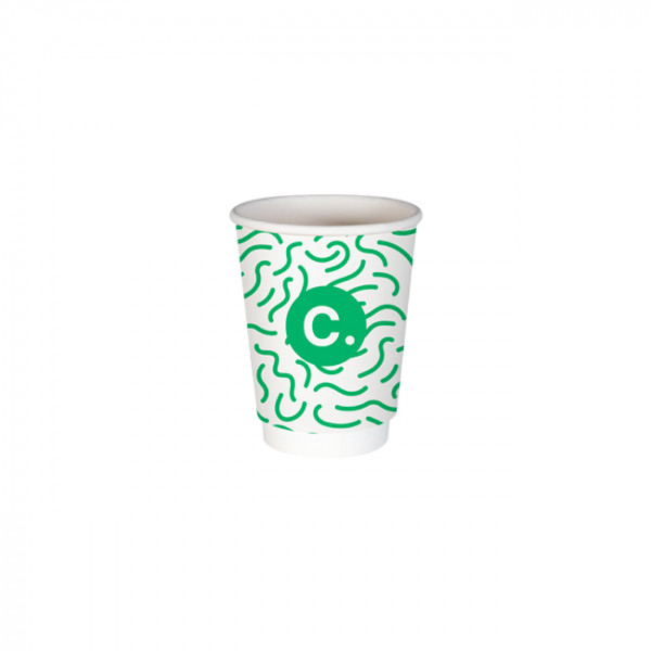 Gobelet 12 Oz 100% carton 0% plastique double paroi personnalisé - Impression jusqu'à 3 couleurs