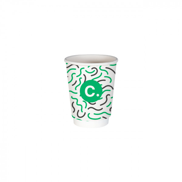 Gobelet 12 Oz 100% carton 0% plastique double paroi personnalisé - Impression jusqu'à 3 couleurs