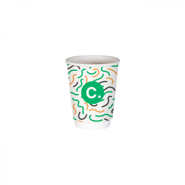 Gobelet 12 Oz 100% carton 0% plastique double paroi personnalisé - Impression jusqu'à 3 couleurs