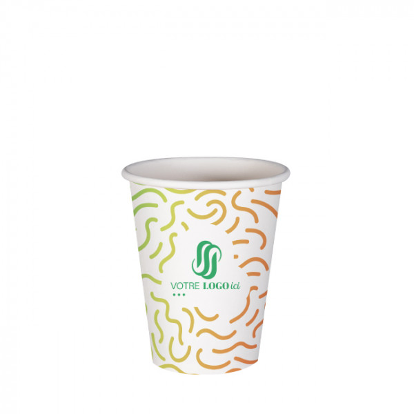 Gobelet 8 Oz 100% carton 0% plastique personnalisé - Impression couleurs illimitées