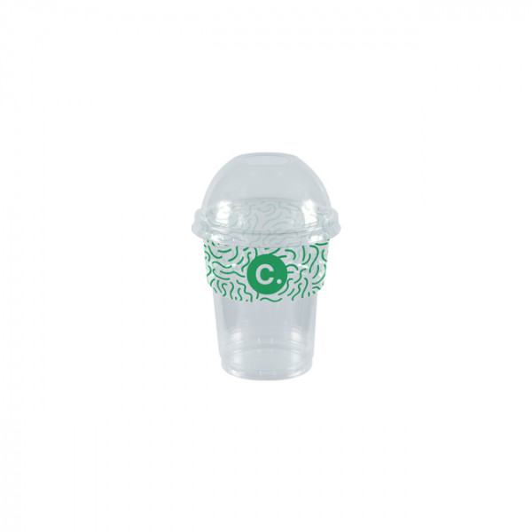 Gobelet à milkshake personnalisé en PET avec couvercle dôme 25 cL - Impression jusqu'à 4 couleurs