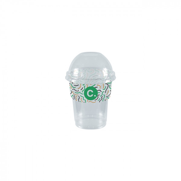 Gobelet à milkshake personnalisé en PET avec couvercle dôme 25 cL - Impression jusqu'à 4 couleurs