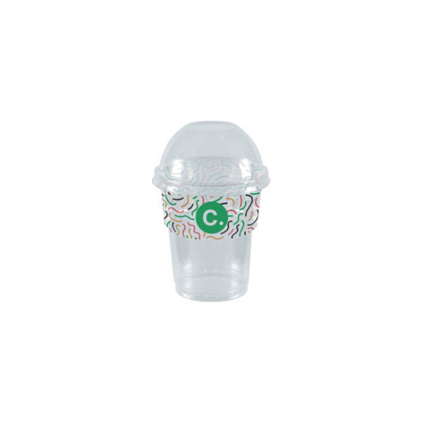 Gobelet à milkshake personnalisé en PET avec couvercle dôme 25 cL - Impression jusqu'à 4 couleurs