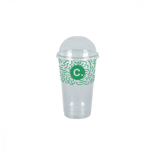 Gobelet à milkshake personnalisé en PET avec couvercle dôme 30 cL - Impression jusqu'à 4 couleurs