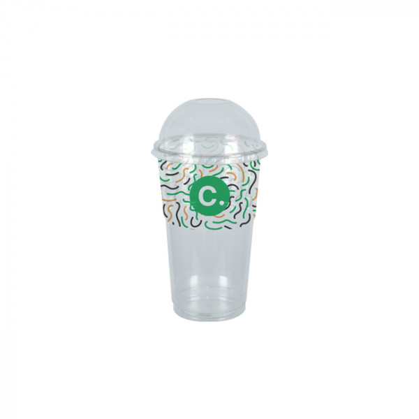 Gobelet à milkshake personnalisé en PET avec couvercle dôme 30 cL - Impression jusqu'à 4 couleurs