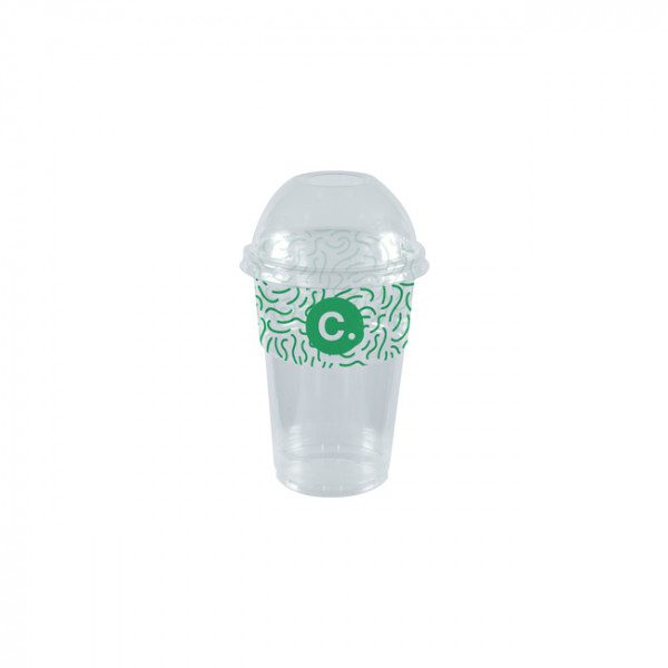 Gobelet à milkshake personnalisé en PET avec couvercle dôme 35 cL - Impression jusqu'à 4 couleurs