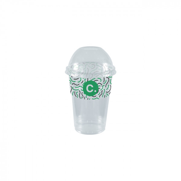 Gobelet à milkshake personnalisé en PET avec couvercle dôme 35 cL - Impression jusqu'à 4 couleurs