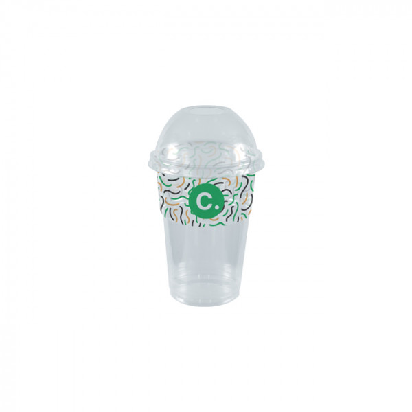 Gobelet à milkshake personnalisé en PET avec couvercle dôme 35 cL - Impression jusqu'à 4 couleurs