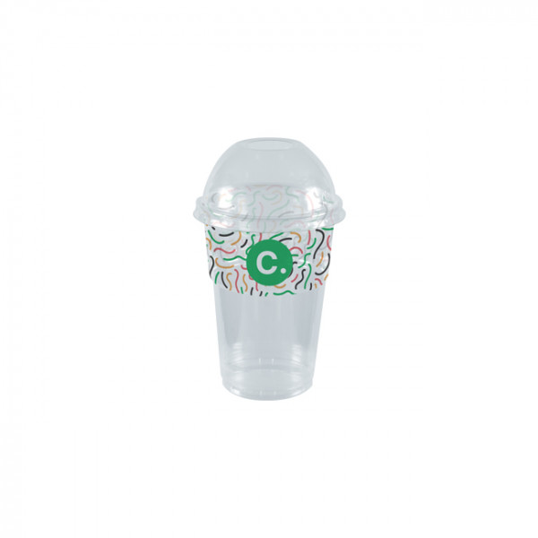 Gobelet à milkshake personnalisé en PET avec couvercle dôme 35 cL - Impression jusqu'à 4 couleurs