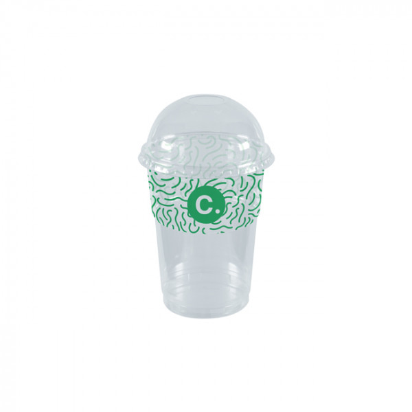 Gobelet à milkshake personnalisé en PET avec couvercle dôme 45 cL - Impression jusqu'à 4 couleurs