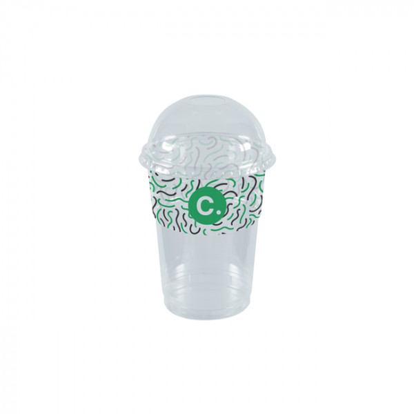 Gobelet à milkshake personnalisé en PET avec couvercle dôme 45 cL - Impression jusqu'à 4 couleurs