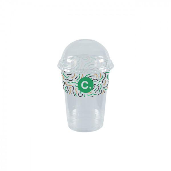 Gobelet à milkshake personnalisé en PET avec couvercle dôme 45 cL - Impression jusqu'à 4 couleurs