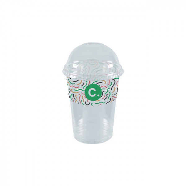 Gobelet à milkshake personnalisé en PET avec couvercle dôme 45 cL - Impression jusqu'à 4 couleurs
