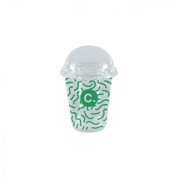 Gobelet à milkshake personnalisé en PET avec couvercle dôme 55 cL - Impression jusqu'à 4 couleurs