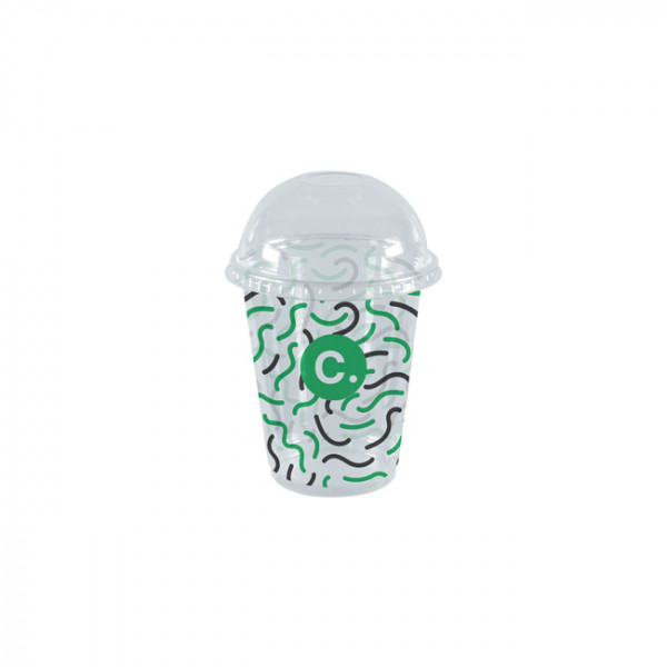 Gobelet à milkshake personnalisé en PET avec couvercle dôme 55 cL - Impression jusqu'à 4 couleurs