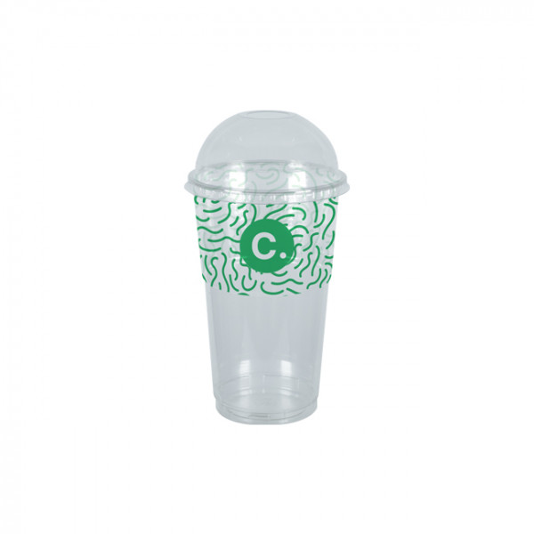 Gobelet à milkshake personnalisé en PET avec couvercle dôme 65 cL - Impression jusqu'à 4 couleurs