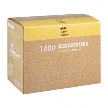 Boîte distributrice de 1000 agitateurs en bois 14 cm