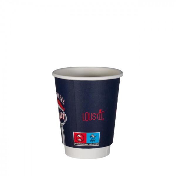 Gobelet 8 Oz carton double paroi personnalisé couleurs illimitées.