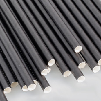 Paille droite en carton noir 20 cm Ø 8 mm
