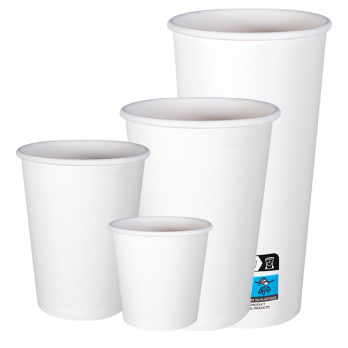 Gobelets blancs en carton simple paroi