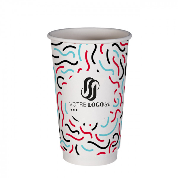 Gobelet 20 Oz en carton double paroi personnalisé - Impression 3 couleurs