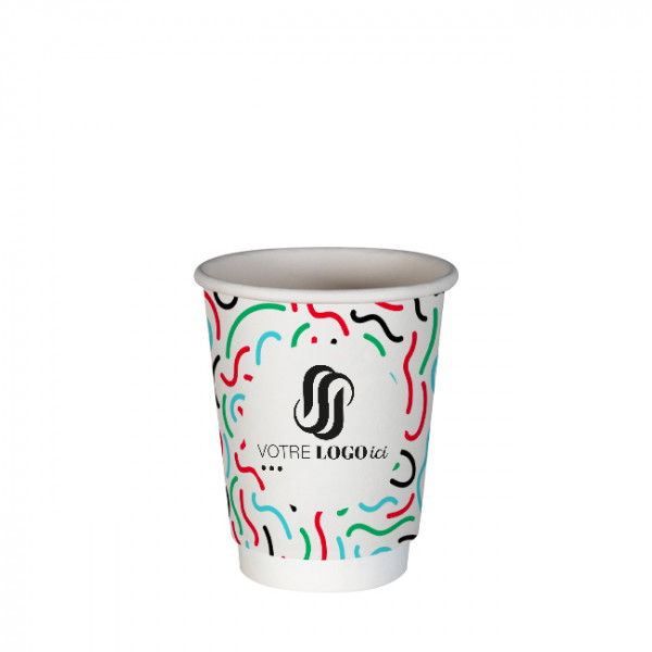 Gobelet 8 Oz en carton double paroi personnalisé - Impression 4 couleurs
