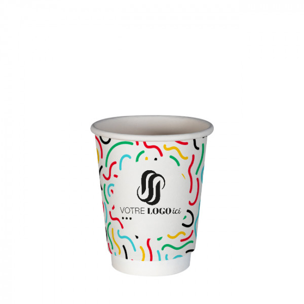 Gobelet 8 Oz en carton double paroi personnalisé - Impression 5 couleurs